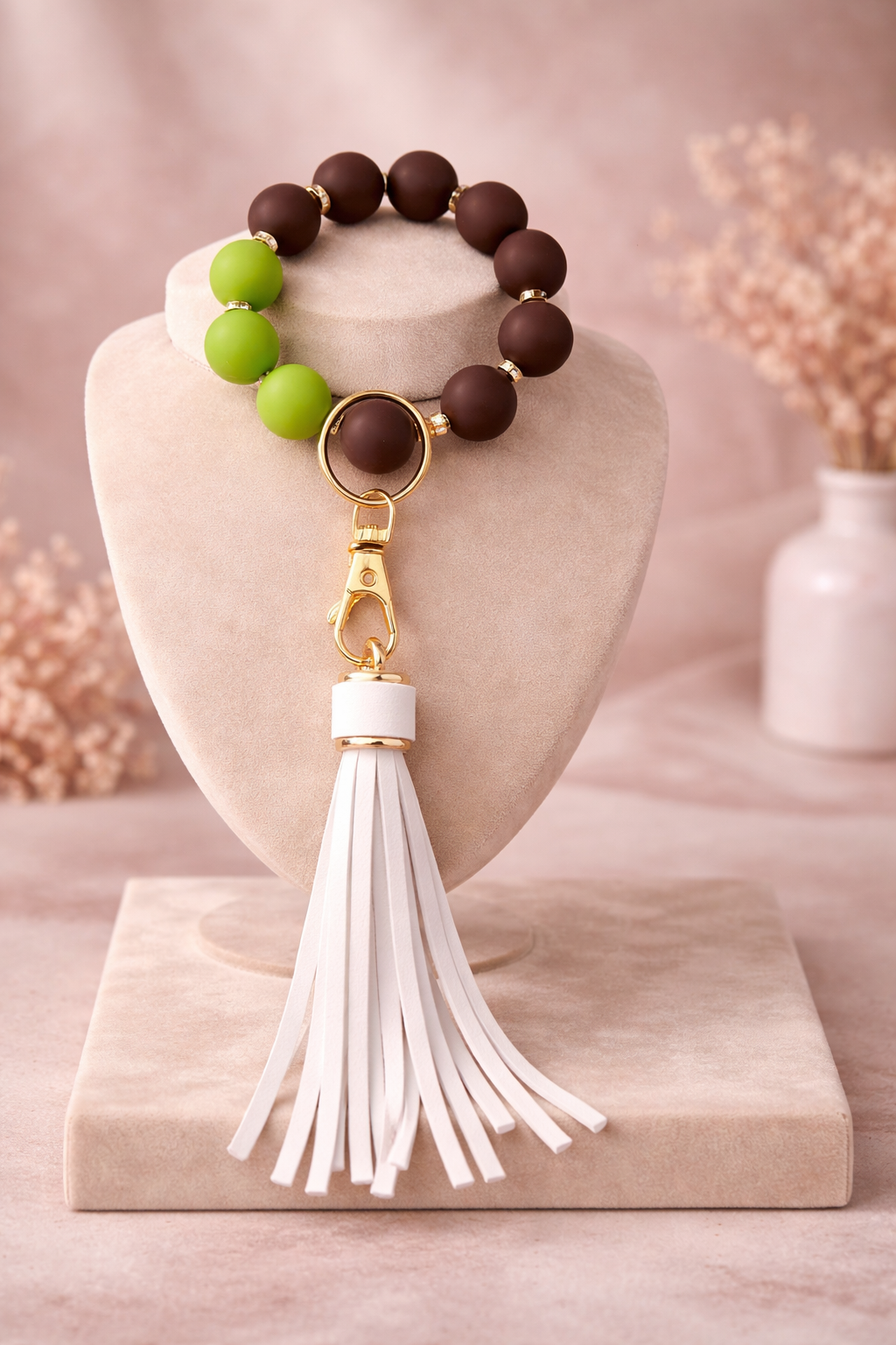 Olive Glow Tassel Wristlet